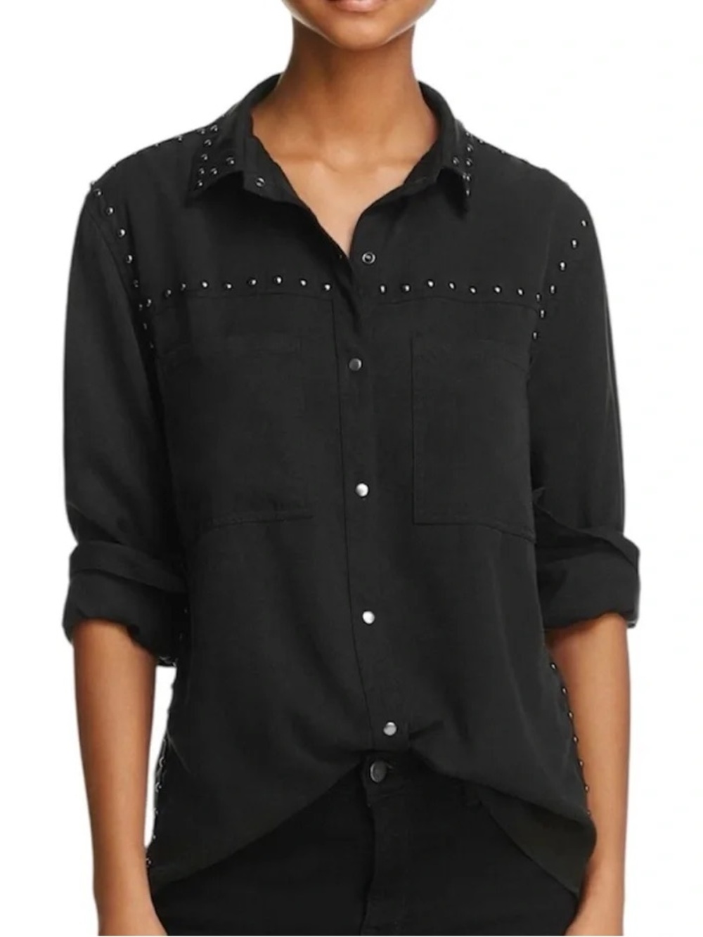 Rails Black Studded Button Down